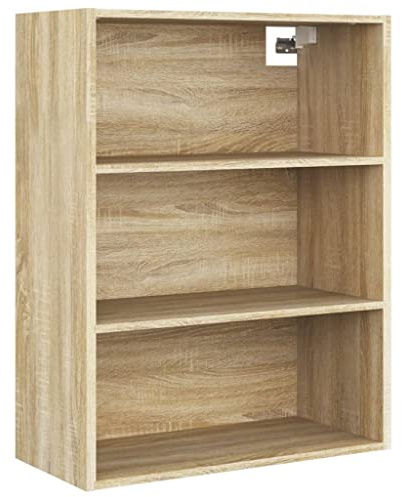 QJBSAVVA Armadio sospeso effetto rovere Sonoma, 69,5 x 32,5 x 90 cm, armadio da parete in legno, salvaspazio, con 2 ante, per soggiorno, corridoio e cucina