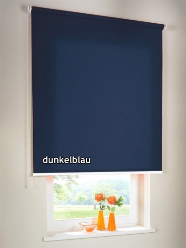 Sichtschutzrollo Seitenzugrollo Kettenzugrollo Rollo Sichtschutz 235 x 230 cm / 235x230 cm dunkelblau - Bedienseite links