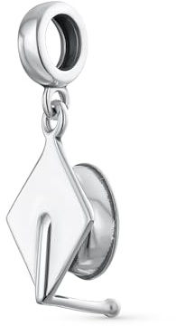 Bling Jewelry Personalized Graduate Trencher Graduation Cap Engravable Dangle Bead Charm .925 Sterling Silver Fits European Bracelet