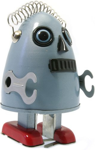 Brimtoy Egg Man Tin Wind up Robot Blue Mechanical Clockwork Retro Tin Toy Replica 9cm