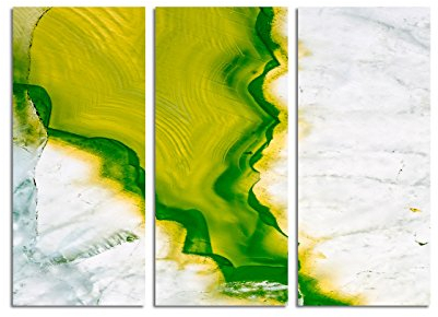 Paul Sinus Art 130x90cm – Keilrahmenbild grüner Kristall Nahaufnahme 3teiliges Wandbild auf Leinwand und Keilrahmen - Fotobild Kunstdruck Artprint