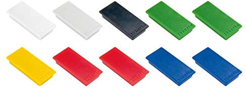 FRANKEN Magnete Rechteckig, 10 Stück, Hochwertige Haftmagnete für Büro, Haushalt, Werkstatt, ideal für Whiteboards, Kühlschrank, Plantafeln oder Schaukästen, 23 x 50 mm, Bunt, HM2350 99