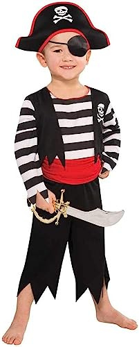 Amscan 997026 – Barndräkt pirat: Onesie trespetsig (ögonflik och sabel ingår ej)