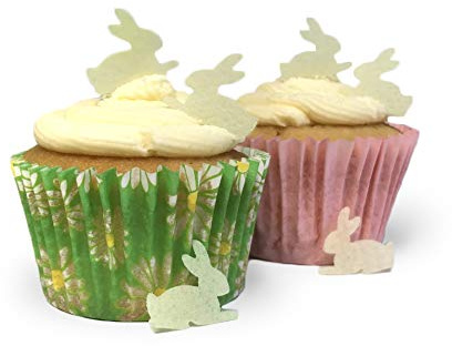 Mini-Oblatpapier, essbar, hellgelbe Hasen, ideal für Oster-Cupcakes und Tischdekorationen, 100 Stück