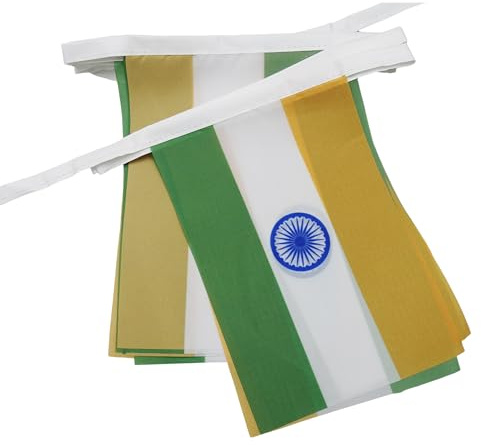 AZ FLAG Guirlande Inde 12 m 20 drapeaux Polyester Léger 45x30 cm