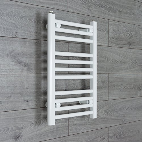 companyblue 400mm wide x 600mm high Heated Towel Rail Straight Flat White Bathroom Warmer Radiator Rack Central Heating