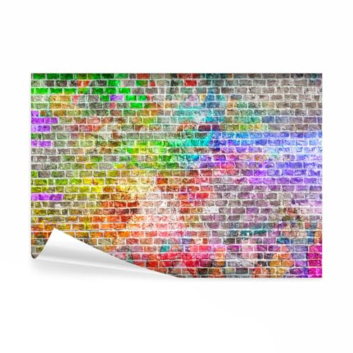 decomonkey Fototapete Steinwand Stein 350x256 cm XXL Tapete Fototapeten Tapeten Wandtapete moderne Wand Schlafzimmer Wohnzimmer Steinoptik Ziegel Steinoptik Ziegelstein bunt