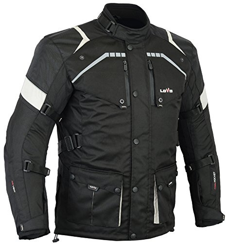 LOVO - Chaqueta Moto Hombre 4 Estaciones 3/4 - Cazadora de Moto con Protecciones CE - Impermeable y Transpirable para Verano e Invierno