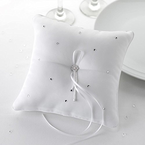 Premium Weddings Ringkissen mit Strasssteinchen weiß 18,0 x 18,0 cm - Ringkissen Hochzeit Kissen Trauringe