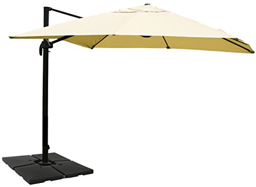 Mendler Ombrellone parasole decentrato HWC-A96 3x4m - avorio girevole con base