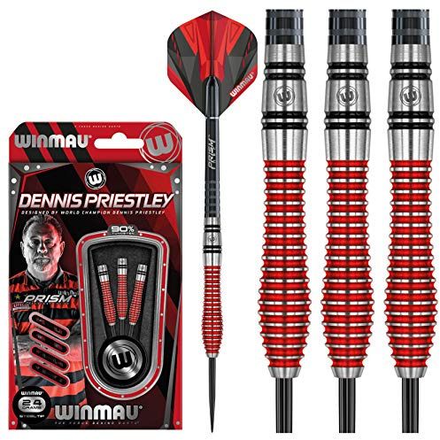 WINMAU Dennis Priestley Sonderedition 24g Profi Wolfram Steeltip Dartpfeile Set mit Flights und Schäfte
