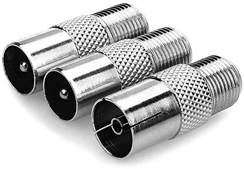 NANYI Adaptateur pour antenne TV mâle vers fiche F femelle à femelle - 2 + 1 pièces