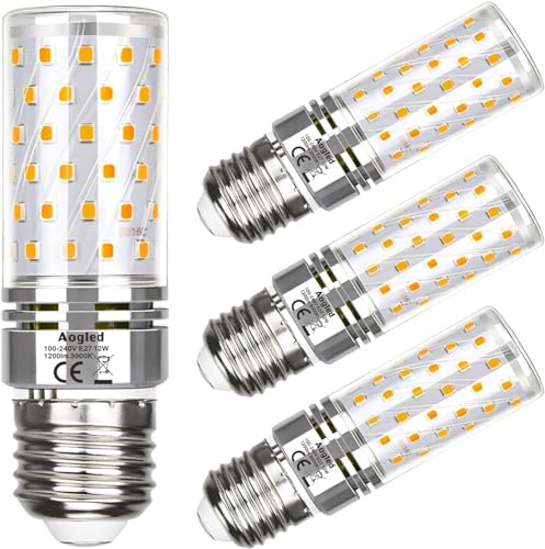 Aogled E27 LED Glühbirne Lampe 12W,Entspricht 100W Brine,Warmweiß 3000 K,1200LM Maiskolben,Kandelaber LED,Nicht Dimmbar,Kein Flackern AC85-265V,4er Pack