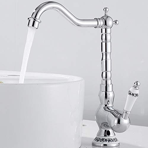 Rubinetto Cucina Monocomando Cucina e Bagno Anticato Vintage Miscelatore Cucina Classico in Ottone (placcatura)