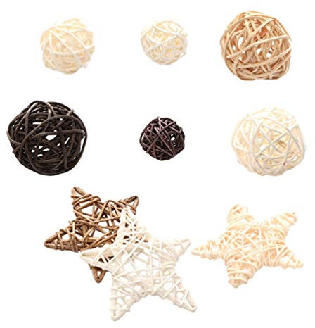 Amosfun Bolas De RatáN De Mimbre Tejidas Ligeras para DecoracióN Hogar Relleno De Jarrones Arreglos Verdes Y Fiesta Accesorios Naturales De 7 Pulgadas