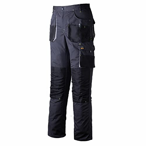 REIS FORECO-T SBJS56 Pantalón de Trabajo para Hombre, Protector, Anticorte, Cargo, 80% Poliéster 20% Algodón, Gris-Negro, Talla 56