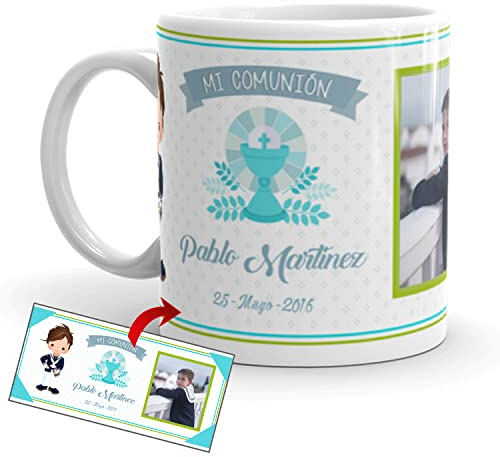 Kembilove Taza Personalizada Primera Comunión - Regalo Con Foto para Detalles de Niño