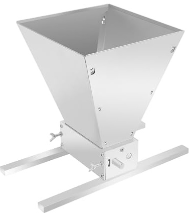 Grain Malt Mill Crusher Stainless Steel 2 Roller Crusher Malt Grain Mill with Base, Adjustable 2 Bearing Roller, Homebrew Manual Powder Machine Grinder