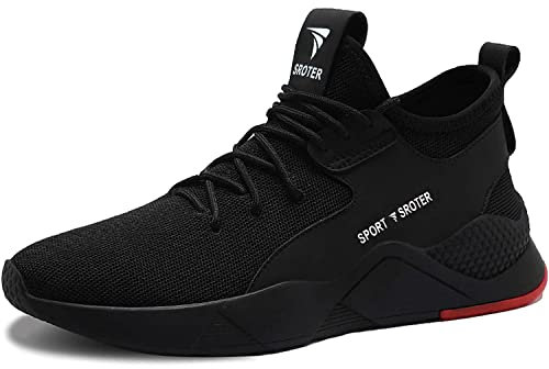 Black Safety Shoes Mens Safety Trainers Womens Steel Toe Cap Trainers Work Boots Lightweight Breathable Industrial Sneakers Black UK 8