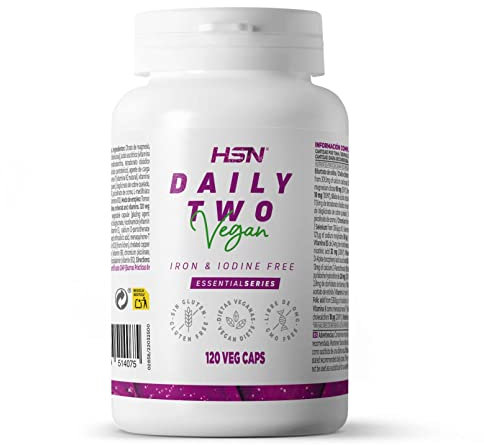 HSN Daily Two Multivitamínico y Multimineral | 120 Cápsulas Vegetales | 2 Cápsulas al Día | Sin Hierro ni Yodo | Vegano, Sin Gluten, No GMO