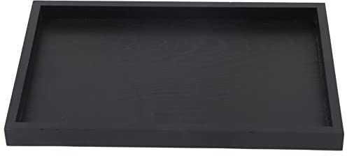 ZPSHYD Vassoio da tè in Legno Rettangolare Nero, Antiscivolo Massello a Forma Rettangolare per Accessorio Caffè Cucina(30 * 20 * 2cm)