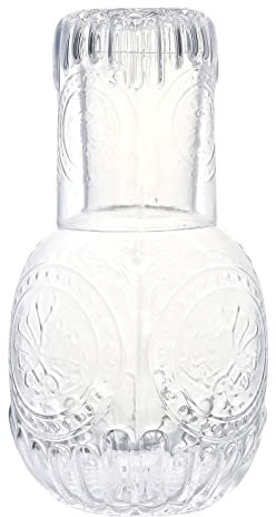 Carafe à eau vintage et en verre, bouteille d'eau en verre de 935,5 g, distributeur de boissons en verre, bouteille d'eau vintage pour la maison et le bureau, blanc