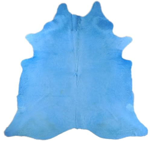 Kuhfelle Online & Nomad KUHFELL STIERFELL BLAU 190 x 190 cm Rinder Fell Teppich ECHT