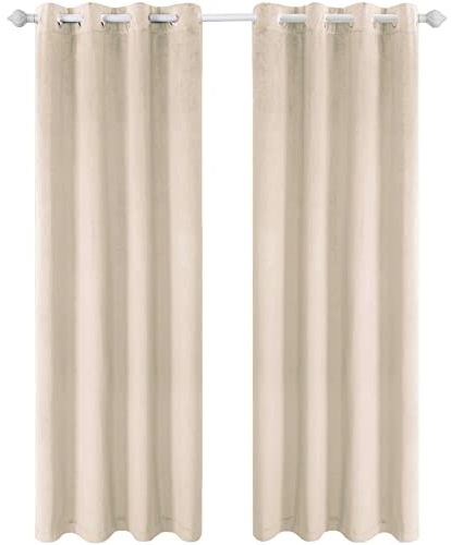 Ystyle Samt Vorhang Blickdicht 2er Set, H180 x B140 cm, Beige | Wasserabweisend Gardinen Wohnzimmer Modern, Thermovorhang Hitzeschutz Kälteschutz, Verdunklungsvorhänge per Soggiorno