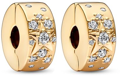 Amuefer S925 Charms goldene Sicherheitsketten, Clips, Spacer Anhänger | Geschenk für Frauen, Mädchen, Freunde, Ehefrau, Mutter, Tochter – Geburtstag, Jahrestag, Valentinstag, Weihnachten