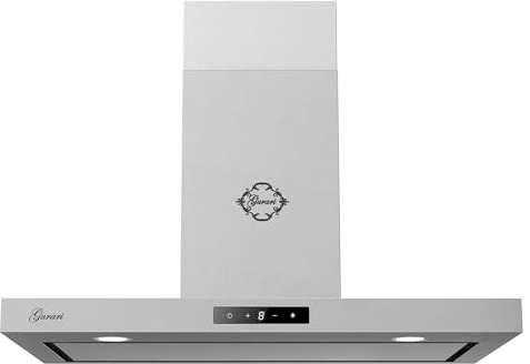 GURARI Wandhaube CH 5001+ Schlauch, Edelstahl Dunstabzugshaube 90 cm | 1000 m³/h Leistung | Randabsaugung | Touch-Sensorsteuerung | Abzugshaube mit flexiblem Abluft- und Umluftbetrieb