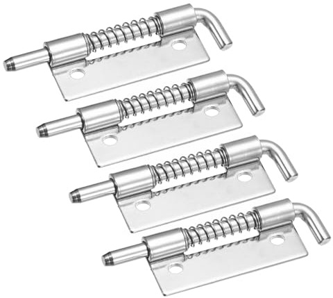 sourcing map Federgeladener Riegelstift, 4 Stück 3,46 - Federriegel aus 304 Edelstahl, links mit Loch verriegelt, federbelastet für Verteilerkasten Elektroschrank (Silber)