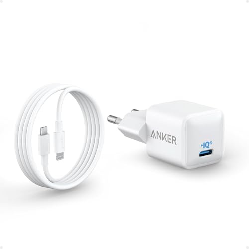 USB C Ladegerät 20W, Anker 511 (Nano), PIQ 3.0 kompaktes Schnellladegerät mit 180cm USB C auf Lightning Kabel (MFi Zertifiziert), iPad Ladegerät für iPhone 14/13 Serie/iPad Pro und mehr