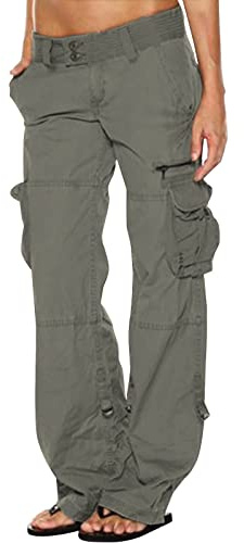 2024 Pantalón Mujer Trabajo Moda Suelto Largo Primavera Verano Casual Deportes Fitness Elástico Cintura Alta Original Trekking al Aire Libre Multibolsillos