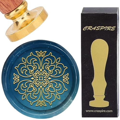 craspire Blumen-Wachs-Siegelstempel, Blumen-Siegelwachs-Stempel, 25 mm, Vintage, Abnehmbarer Messingkopf Mit Holzgriff Für Hochzeit, Geburtstag, Party, Umschläge, Einladungen, Geschenkverpackung