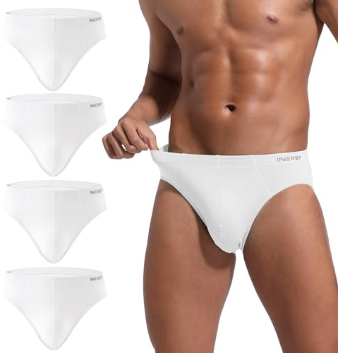 INNERSY Men's Underwear Briefs Multipack Soft Underpants Midi Pants 4 Pack | Cotton Viscose Material, Fabric Covered Waistband, Double-layer Front Pouch, Breathable for Everyday Wear, Tag-free, Exercise