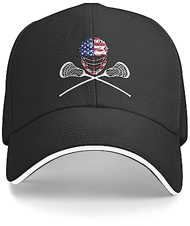 Baseballkappe Lacrosse Helm Flagge Schirmmütze Mit Schweißband Unisex Mütze Verstellbar Sandwich-Kappe, Für Draussen Kletter, Jungen, Reisen