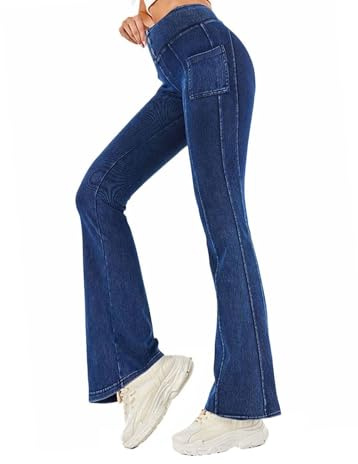 Jeans Da Donna Jeggings Y2K Pantaloni Svasati A Gamba Larga Jeans A Vita Alta Pantaloni Da Jogging Pantaloni Elasticizzati Per Il Tempo Libero Jeans Skinny Harem Pantaloni Jazz Fitness Con Tasche