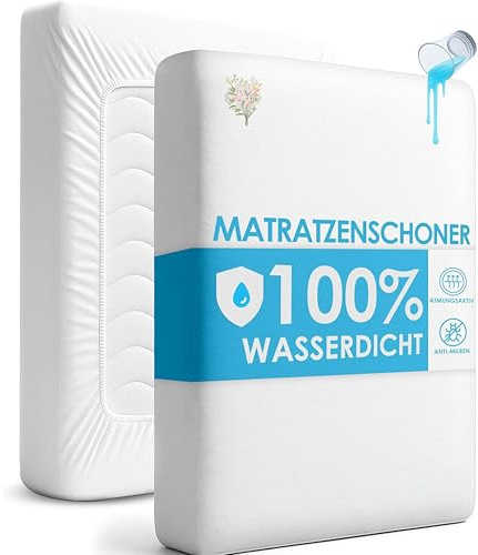 Strauss Home® Wasserdichtes Spannbettlaken 120x200 cm – Geräuscharmer Matratzenschoner, Atmungsaktive Inkontinenzauflage mit Rundumgummi, Waschbar und Anti-Milben, Oeko TEX Zertifiziert, Weiß