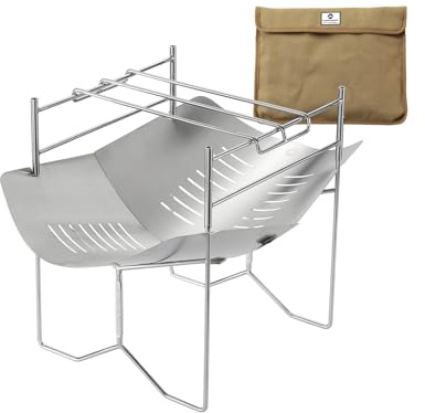 CAMPINGMOON Solo Grill SOLO-A4 Portable Camping Fire Pit Outdoor Lightweight Small 10.4x16.3x10.8 Carry Bag Included