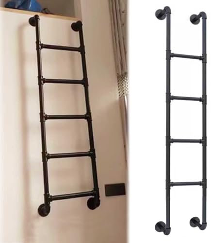 Metal Black Egress Ladder for Window Well Basement Hanging Rv Bunk Bed Ladders Vertical Loft Ladder with Fittings Smooth & Stable Twin Bed Ladders (66 7/8)