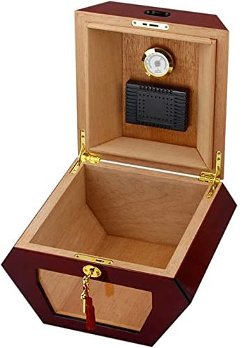 WOYZDQ Geschenk Zigarren-Humidor im Hardware-Scharnier-Design, Desktop-Aufbewahrungskoffer aus Zedernholz für 50 Zigarren, professioneller Humidor Zigarren Humidore