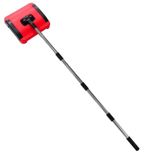 MAGICLULU Manual Carpet Sweeper Broom for Home and Office, Portable Hand Push Floor Cleaner, Quiet Non-electric Rug and Pet Hair Cleaner, Compact Red Sweeper for Low Carpets