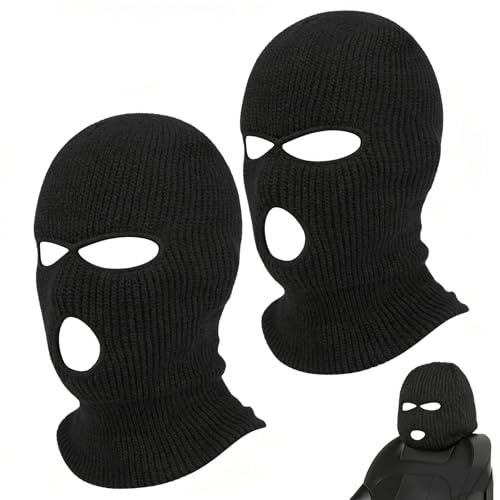 Pddenality 2 Pcs Balaclava, Ski Mask Balaclavas for Men, Black Mask Motorcycle Motorbike Unisex, Ski Masks for Men for Outdoor Sports Fishing Skiing Motorcycle Cycling Car Headrest Covers (Black)