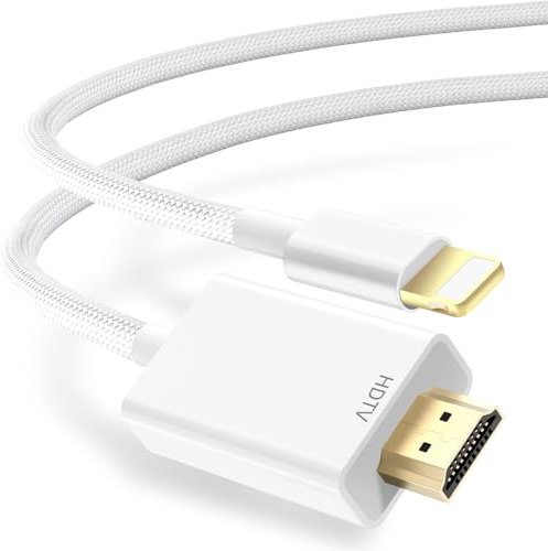 [MFi-zertifiziert] Lightning-auf-HDMI-Kabel, 1080P HD Lightning auf HDMI-Adapter, digitaler AV-Adapter, Synchronisationsübertragung, Video-Audio, kompatibel mit i-Pad, iPhone 14/13/12/Pro für