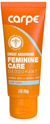 Carpe Feminine Sweatcare Intimate Deodorant - pH Balanced, 24Hr Moisture & Odor Control Whole Body Deodorant for Women - Gynecologist Tested & Safe for Private Parts - Pure Powder - 3oz