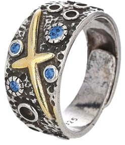 Auriselle Anello da Uomo Regolabile Grande Croce Della Croce Vintage Vichingo Retro Anello Aperto Anello da Pollice Gotico Punk Gioielli Regali per Uomini Ragazzi Padre