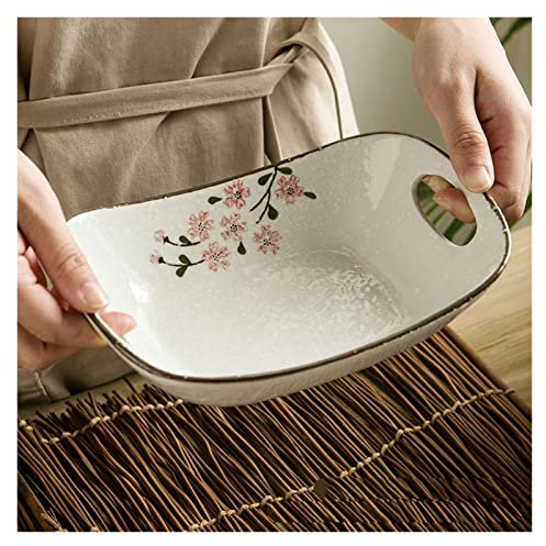 UZAMIRLEX Lasagna Pans,Casserole Dish,Oven Baking Pan， Ceramic 8-Inch Double Ear Rectangular Baking Dish Microwave Safe Yuan Bao