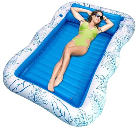 Lettino gonfiabile per adulti – Letto galleggiante di alta qualità con portabicchieri, zattera abbronzante ultra confortevole | galleggiante d'acqua portatile per le vacanze
