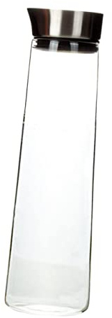 TOBBOMEY Jarra de Vidrio Borosilicato con Tapa Inoxidable Antideslizante y Antigoteo Jarra de Agua Fría para Hogar y Oficina Recipiente Práctico para Bebidas y Jugos