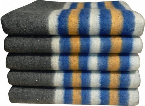 LNT France - Lot de 5 Couvertures Epaisses de Protections de Meubles pour Déménagement, Transport et Stockage-150x200 cm - 410 gr/m²- couverture 100% Textile Recyclé. (5 Bleues)